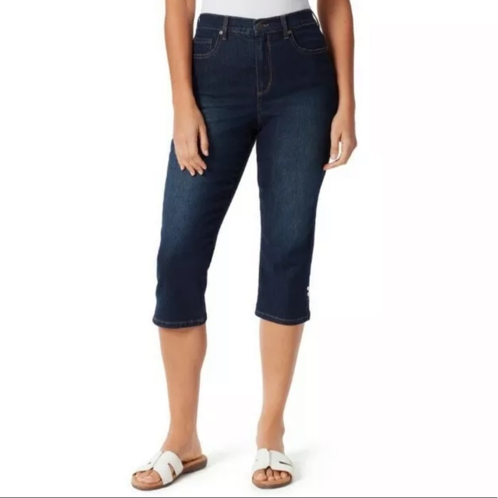 *NEW* Gloria Vanderbilt Amanda Capri Jean Womens Stretch Dark Denim Sz 14